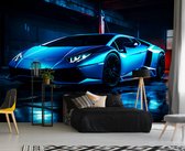 Fotobehang - Auto - Lamborghini - Luxe Auto - Neon - Vliesbehang - 520x318cm (lxb)