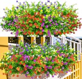 12 bundels kunstbloemen, outdoor, weerbestendig, kunstbloemen, net als echt, kunstplanten, uv-bestendig, balkonplant, plastic bloemen voor buiten, balkon, balkon, tuin, buiten