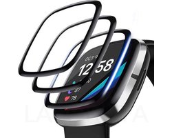 DrPhone PROTEC Pro - Geschikt voor Fitbit Versa 3/4/Sense PC + PMMA Folie 3D - Alternatief Tempered Glass - Volledige Bescherming - Zwart