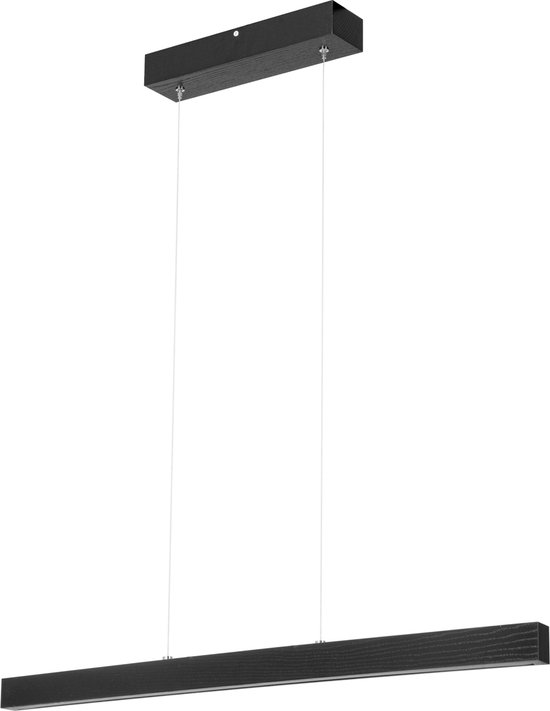 LED Hanglamp - Zwart - 3K - Massief Essenhout - 80 cm - Verstelbaar - Industrieel - Plafondlampen - Woonkamer - Eetkamer