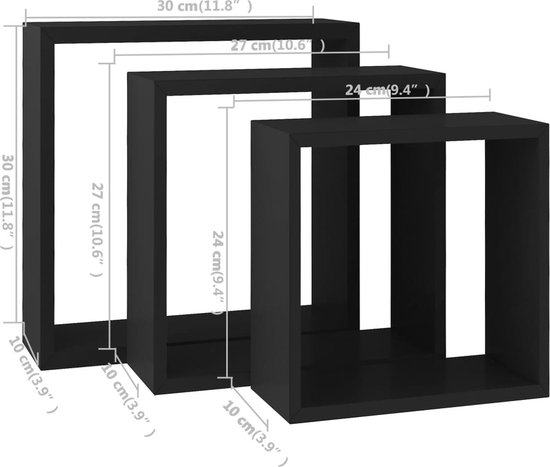 vidaXL Wandschappenset 3-delig Kubus Wandschap Wandplank
