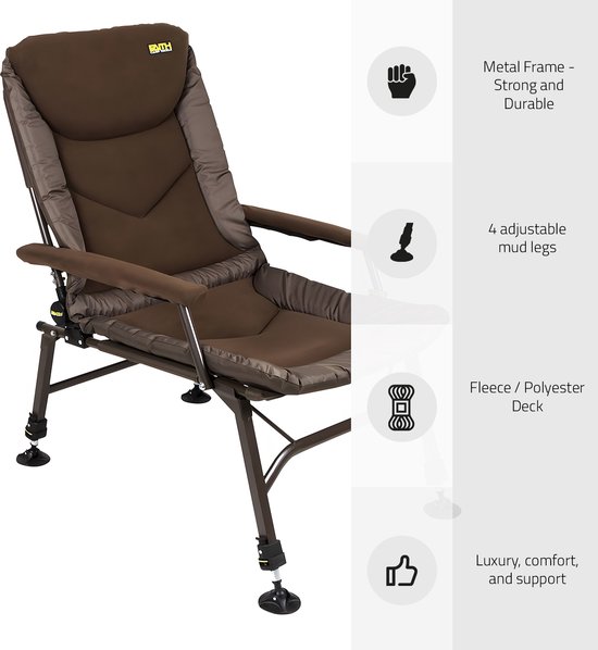 Faith Mistress Chair XL - Karperstoel - Visstoel - Campingstoel - Verstelbaar - Opklapbaar - Met armleuningen - Fleece Zitting - Comfortabel - Stevig - Groen van Faith — afbeelding 5