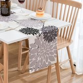 Geometric Table Runner Grey Modern Black Beige Table Linen Vintage Luxury Abstract Dahlia Flower Decoration for Party Wedding Reception Restaurant Decoration Linen Table Runner Christmas 40 x 140 cm