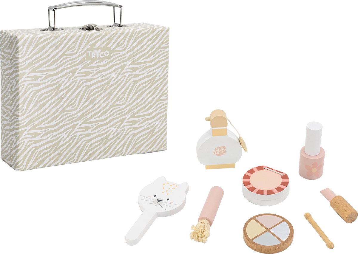 Tryco Wooden Make Up Set - Houten Make-up Speelset - Rollenspel en Fantasierijk Spel - Stimuleert Motoriek - Vanaf 3 Jaar