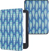 kwmobile hoes geschikt voor Tolino Shine 3 - Magnetische sluiting - E reader cover in blauw / lichtblauw / wit - Visjespatroon design