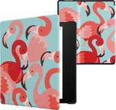 kwmobile hoes geschikt voor Amazon Kindle Oasis 10. Generation - Magnetische sluiting - E reader cover in roze / poederroze / rood - Flamingo's design