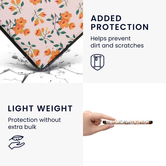 kwmobile e-reader hoesje geschikt voor Amazon Kindle Paperwhite 11. Generation 2021 hoes - E reader flip case met magnetische sluiting - Ereader cover - Gele bloemen design in geel / groen / beige van kwmobile — afbeelding 2
