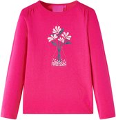 vidaXL-Kindershirt-met-lange-mouwen-bloemenprint-104-felroze