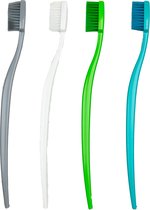 Biobrush Set van 4 Ecologische Tandenborstels - Verschillende Kleuren - Bio-Kunststof - Effectieve Mondhygiëne - Composteerbaar - Milieuvriendelijk