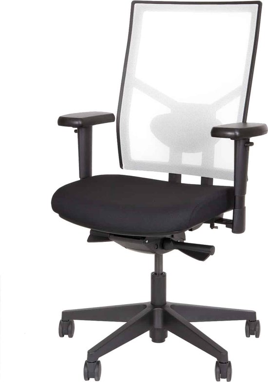 ABC Kantoormeubelen ergonomische bureaustoel 787 npr-1813 zwarte zitting met rug in wit mesh stof