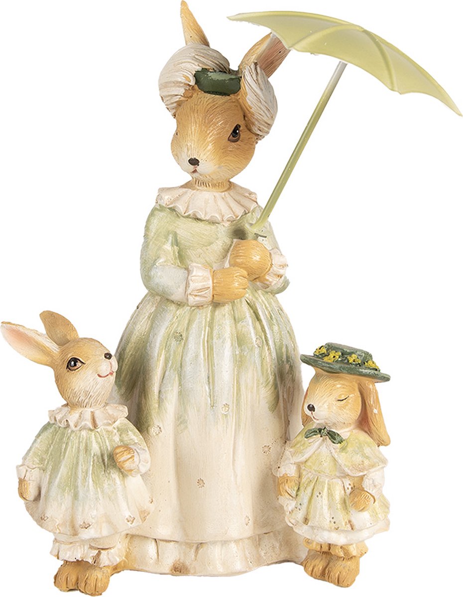 Clayre & Eef Beeld Konijn 21 cm Bruin Groen Polyresin