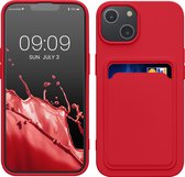 kwmobile telefoonhoesje geschikt voor Apple iPhone 14 - Hoesje met pasjeshouder - TPU case in rood