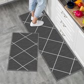 2-delige antislip keukenset, wasbare moderne matten en tapijten voor hal, eetkamer en entree, 40 x 60 cm + 40 x 120 cm