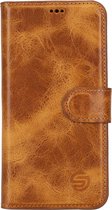 Étui en cuir véritable iPhone 15 Pro Solidenz Moda Book - Marron clair