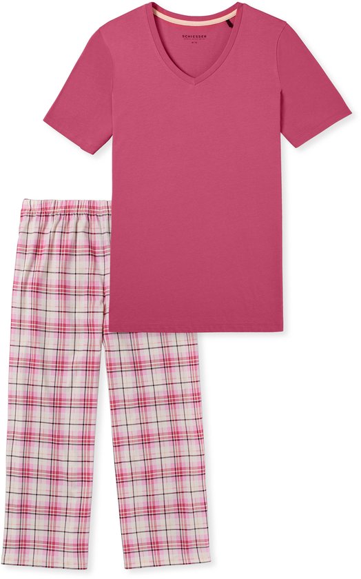Schiesser Schlafanzug 3/4 Arm Dames Pyjamaset - pink - Maat L