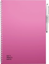 MOYU - Passion Pink Notebook - Uitwisbaar Notitieboek A4 Hardcover - Multifunctionele pagina’s - Inclusief uitwisbare pen, houder en wisdoekje