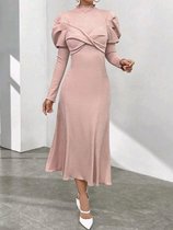 Elegant sexy corrigerende lichtroze roze trui jurk truijurk maat M