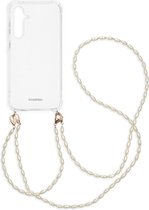 iMoshion Hoesje Geschikt voor Samsung Galaxy S23 FE Hoesje Met Koord - iMoshion Backcover met koord + armband - Parels - transparant