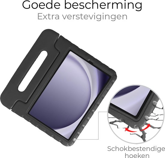 Samsung Galaxy Tab A9 Cover Coque Kinder Kids Case Cover Kids Proof - Samsung Galaxy Tab A9 Case Kinder Cover - Zwart