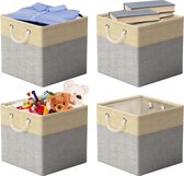 Fabric Storage Box, 30 x 30 cm, Foldable Storage Box for Fabric, Ideal for Kallax Shelves, Bedroom, Children's Room - (Beige/Grey)