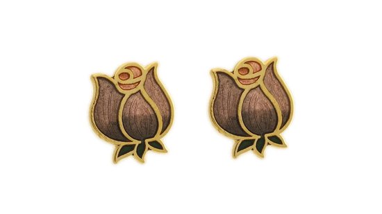 Behave Boucle d'oreille clou rose violet émail femme