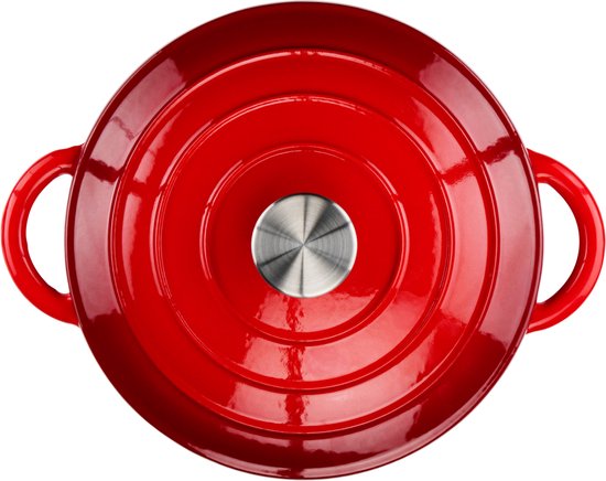 SITRAM 712416 Cocotte En Fonte Acier 2.5l Carrée Rouge Intérieur Blanc Induction