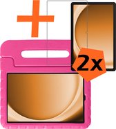 Hoesje - Geschikt voor Samsung Galaxy Tab A9 Plus - Met 2x Screenprotector - Kinderhoes Shockproof Bumper - Kidsproof Case - Tablet Hoes - Kinder Hoes Cover - Roze