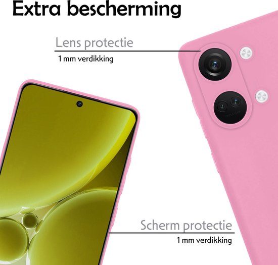 Coque pour OnePlus Nord 3 Coque en Siliconen avec 2x films de protection d'écran - Coque pour OnePlus Nord 3 Coque en Siliconen - Rose clair