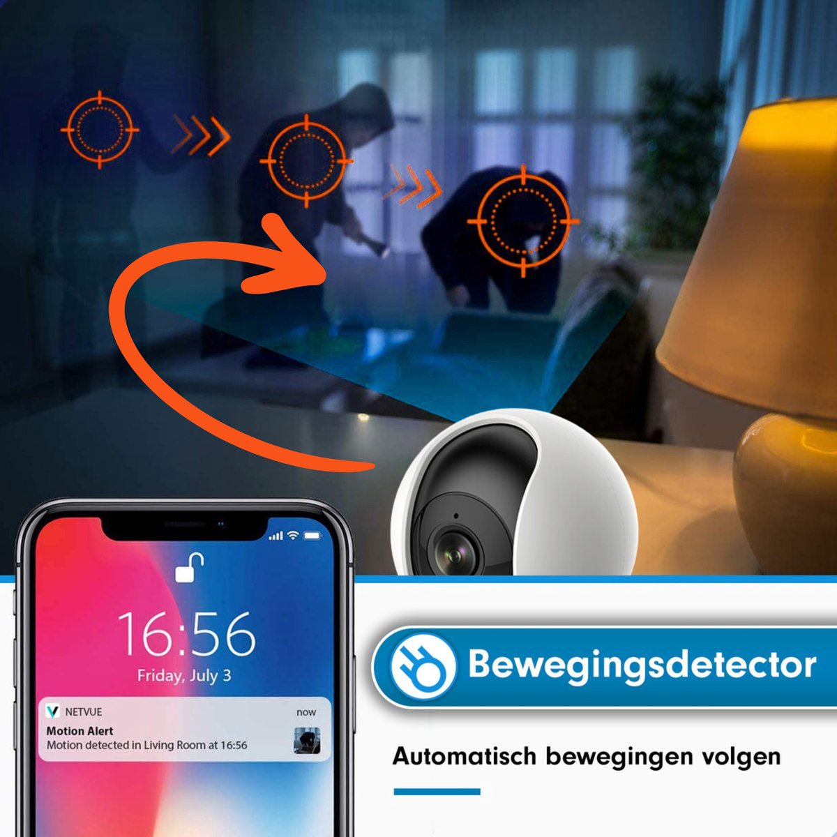 Afbeelding 2 van Needs!® Full HD Wifi Babyfoon met Camera WS-Q100A - En App - Camera Beveiliging – Wifi Camera – Camerabewaking - 1080p – Baby Monitor – 2.4GHZ – Wit