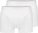Twee witte Ten Cate boxershorts met witte logo tailleband.
