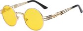 KIMU ronde bril gele glazen heren - nachtbril steampunk zonnebril goud