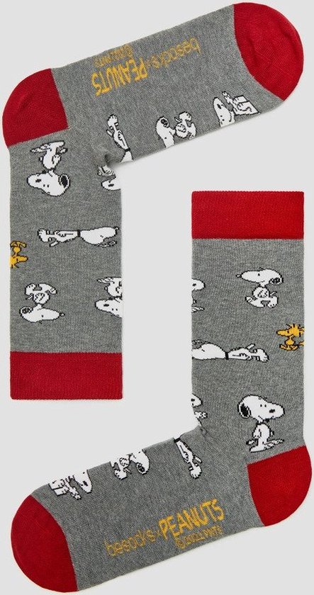 Grappige Sokken Grijs met Snoopy Bio katoen maat 41-46 - Snoopy - Zacht - Trendy geschenk - Trendy Cadeau - Verjaardag - Geschenk
