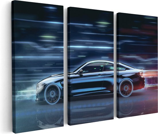 Artaza Canvas Schilderij Zwarte Sportwagen Auto - Foto Op Canvas - Canvas Print