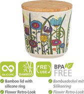 Boîte de rangement Fleurs, boîte de rangement avec couvercle en bambou, conservation hermétique du café moulu et des grains de café, sans BPA, capacité 0 litre, Ø 10,5 x 10,5 cm, multicolore