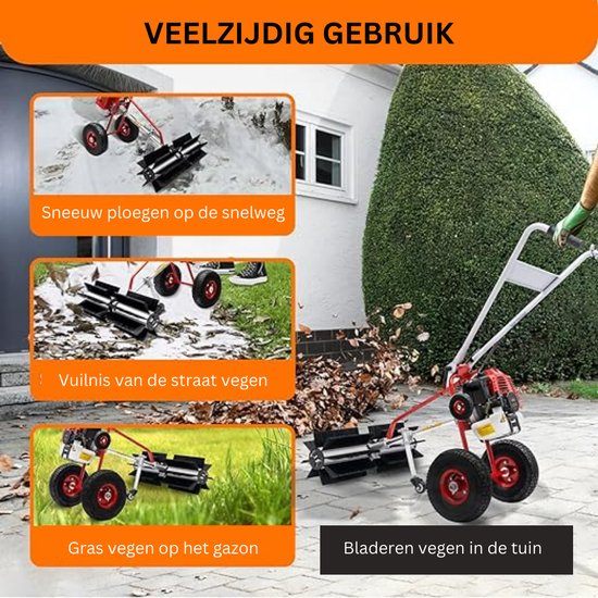 Blithe- Veegmachine - Borstelmachine - Schrobmachine - Benzine Motorbezem Veegmachine - 60Cm Veeg Rol - 43CC - 1,7Pk — afbeelding 3