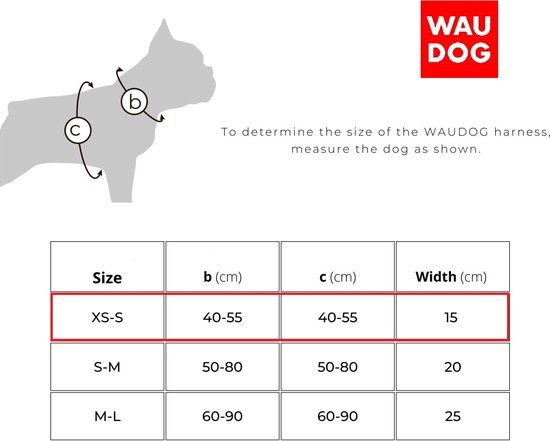 Harnais / Harnais pour chien WAUDOG Graffiti - Nylon - Étiquette QR gratuite - Largeur : 15 mm - Tour de poitrine : 40 - 55 cm (MERCI DE MESURER AVANT DE COMMANDER)