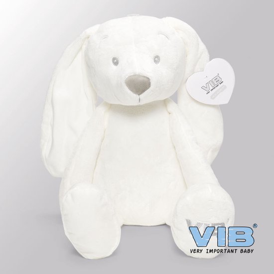 VIB® - Konijn groot 60 cm - Wit - Babykleertjes - Baby cadeau