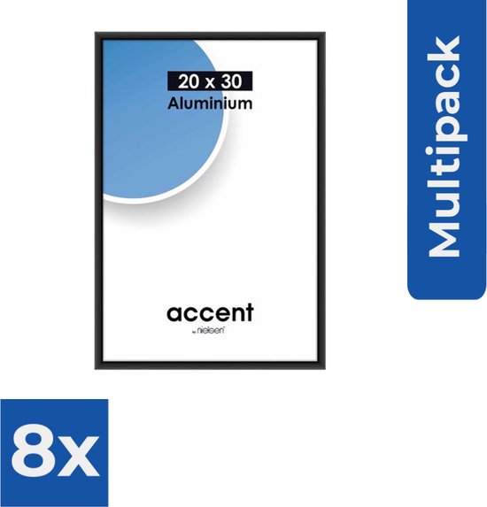 Nielsen Accent 20x30 aluminium zwart 53526 - Fotolijst - Voordeelverpakking 8 stuks