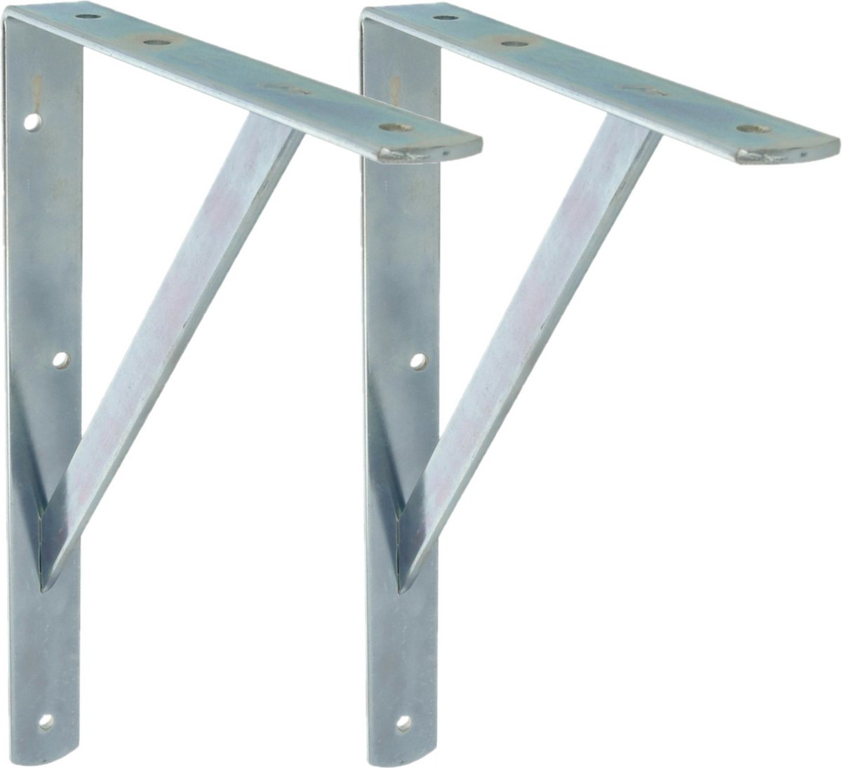 AMIG Plankdrager/planksteun van metaal - 2x - gelakt zilver - H400 x B275 mm - boekenplank steunen - tot 225 kg