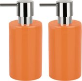 Spirella zeeppompje/dispenser Sienna - 2x - glans oranje - porselein - 16 x 7 cm - 300 ml