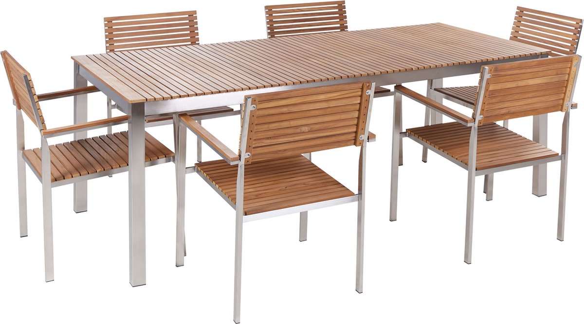 VIAREGGIO II - Tuinset voor 6 - Lichte houtkleur - Teakhout