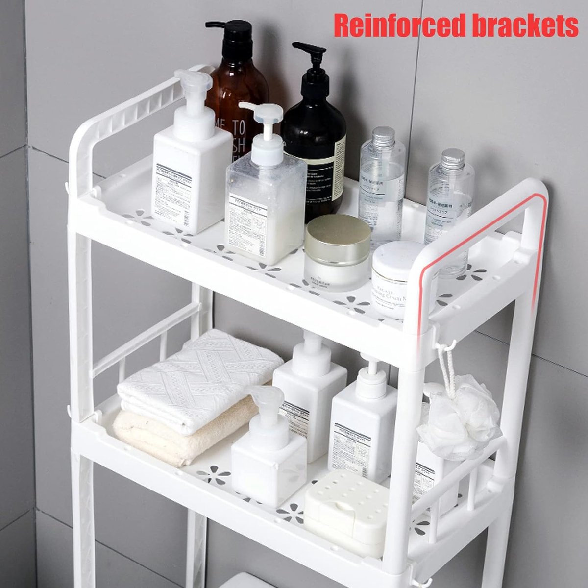 NK Badkamerrek Boven Het Toilet – 153×47×26cm, 3 Bovenplanken, 3 Haken, Toiletrolhouder, Antislip Voeten, IJzer PP, Wit, Eenvoudige Montage NK Badkamerrek Boven Het Toilet – 153×47×26cm, 3 Bovenplanken, 3 Haken, Toiletrolhouder, Antislip Voeten, IJzer PP, Wit, Eenvoudige Montage