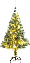 vidaXL - Kunstkerstboom - met - 150 - LED's - kerstballen - en - sneeuw - 120 - cm