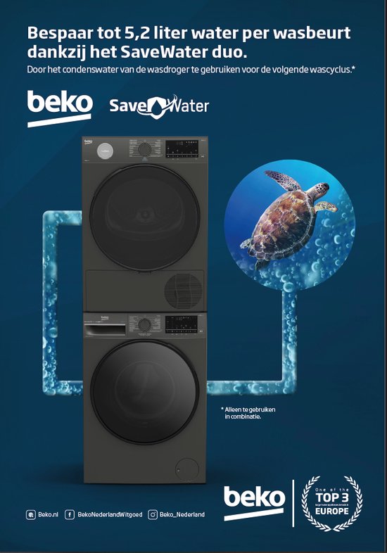 Économisez de l'eau à chaque cycle avec la technologie SaveWater de Beko !