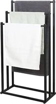 Handdoekrek zwart badkamer staand 44 x 21 x 86 - Handdoekrek zwart keuken - Handdoekladder zwart metaal - Handdoekrek staand - Handdoekrek zonder boren badkamer