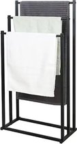 Porte serviette noir salle de bain debout 45 x 30 x 90 - Porte serviette noir cuisine - Echelle porte serviette métal noir - Porte serviette debout - Porte serviette sans perçage