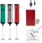 Opschuimer voor Melk - Melkopschuimer Electrisch - Mini Automatische Melkopschuimer Handheld USB Type C Oplaadbare Schuimmaker Roestvrij staal - Rood