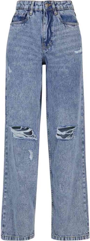 Urban Classics - Pantalon large en Denim vintage bleu clair délavé des années 90 en détresse - Taille, 34 pouces - Blauw