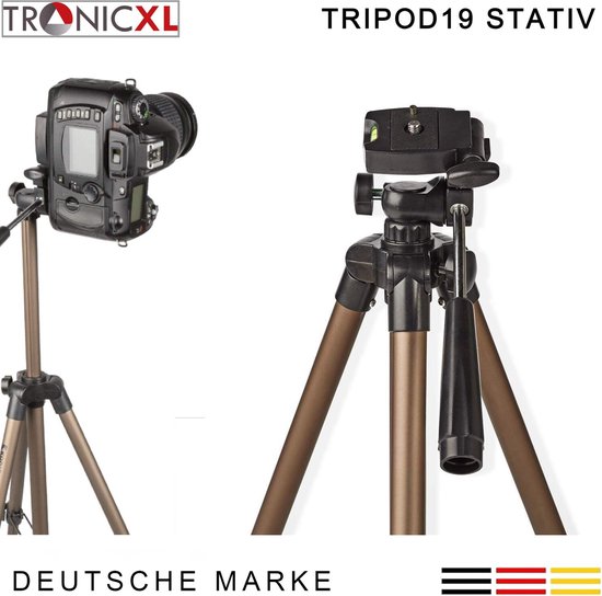 Foto: Tronicxl tripod 19n universele camera statief 105cm geschikt voor canon fuji nikon samsung rollei sony canyon videostatief fotostatief compacte draagtas waterpas statief tripod