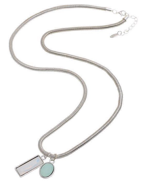 Behave Lange ketting metaal 70 cm lengte, glanzend zilverkleur + 7,5 cm verlengketting